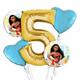 Moana 5th Birthday Balloon Bouquet 5pc